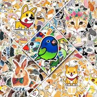 50 tờ nhãn dán động vật graffiti xuyên biên giới hoạt hình tươi trẻ, phần thưởng cho trẻ em, DIY, nhãn dán ván trượt, điện thoại, hành lý, chống nước