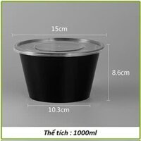 50 Tô Tròn Đáy Đen 1000ml + Nắp Trong Đựng Cháo, Hủ Tíu, Phở, Mì, Bún,…