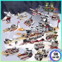 [500 Chi Tiết] Bộ Đồ Chơi Lắp Ráp Lego Tàu Warship, xếp hình tàu chiến, máy bay, trực thăng Mô Hình Lắp Ráp Lego Cho Bé