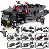 [500 CT] Bộ Đồ Chơi Lắp Ráp Lego Xe Cảnh Sát SWAT, kèm mô hình lắp ráp Lego robot, mô hình Lego máy bay, xe cảnh sát