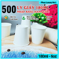500 Ly giấy trắng 6oz ~ 180ml cốc giấy NHẬP KHẨU HÀN QUỐC (cốc dùng cho văn phòng, sự kiện)