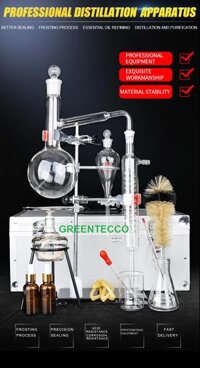 500 ml - Bộ chưng cất chiết xuất tinh dầu bằng hơi nước mini 500 ml - chất liệu thủy tinh - hộp chứa bằng hợp kim.