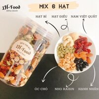 500G HẠT DINH DƯỠNG MIX 6 LOẠI - NHÂN ÓC CHÓ VÀNG , HẠNH NHÂN , ĐIỀU , NHO RAISIN , NAM VIỆT QUẤT , BÍ XANH - 3H_FOOD
