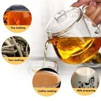 500ml ấm trà thủy tinh Thủy Tinh Chịu Nhiệt Gongfu Ấm Trà Lá Hoa Trà Herba Puer Cà Phê Ấm Trà Tiện Lợi Thanh Lịch tiện dụng dùng pha trà hoa