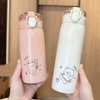 500ml Phim Hoạt Hình Đôi Bằng Thép Không Gỉ Trẻ Em Bình Giữ Nhiệt Có Ống Hút Di Động Dễ Thương Sinh Viên Bình Giữ Nhiệt Du Lịch Tumbler