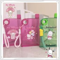 500ml Sanrio Chai nước phẳng trong suốt bằng nhựa du lịch xe đạp uống nước trái cây Chai xách tay tái sử dụng không chứa BPA Chai thể thao Y