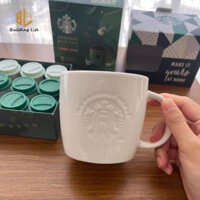 500ml Starbucks Cup Dung Tích Lớn Cổ Điển Tinh Tế Cứu Trợ Cốc Gốm Đặc Biệt Đơn Giản Trắng Ins Phong Cách Hộ Gia Đình Cốc Cà Phê Cốc Nước
