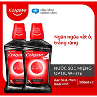 (500ml x 2 chai) Bộ đôi nước súc miệng Colgate Optic White Charcoal