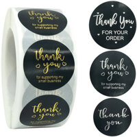 500pcs Black Stationery Sticker Adhesive Bronze Paper Labels Thank You Scrapbook Sealing Envelope Stickers Supplies