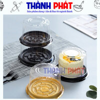 50c Hộp nhựa A014 đế nâu lọt lòng 13cm đựng bánh phú sĩ, bánh bông lan trứng muối 12cm