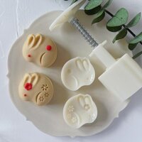50g Tết Trung Thu Bunny Khuôn Bánh Trung Thu Hoa Thỏ Hoa Văn Bánh Đậu Xanh 3D Áp Lực Tay Bánh Ngọt Wagashi Dụng Cụ