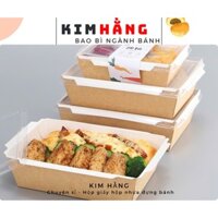 50Hộp giấy kraft đáy trắng đựng thức ăn mang đi , hộp kraft 900ml đựng bánh ngọt , salad trộn , đựng cơm , đựng trái cây