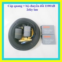 50m cáp quang 1 sợi bấm sẵn 2 đầu + cặp converter 1100AB + 2 sợi dây lan