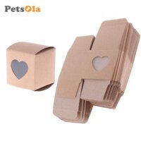 50x Kraft Đám Cưới Ủng Hộ DIY Quà Tặng Hộp Kẹo Trái Tim Cửa Sổ Kỷ Niệm Đảng Nâu