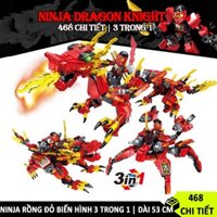 [52 CM] Bộ đồ chơi Lego Ninja rồng, Lego Rồng Đỏ Ninjago Dragon Knight biến đổi mô hình 3 trong 1