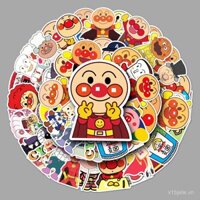 52 miếng nhãn dán trang trí chống nước cho vali trẻ em hoạt hình Anpanman, xe scooter, ô tô