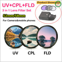 52mm 58MM Ống Kính Lọc CPL UV FLD Lọc 3 Trong 1 Ống Kính Cho Iphone Chụp Ảnh Canon Sony Camera