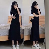 5313 Bộ Sưu Tập Người Cao Cấp Đầm Cổ Áo polo Đen Nữ Váy Dài Mùa Hè 2025 Pháp Tay Ngắn Hẹp Ôm Hơn Nhìn Váy 25.2.16