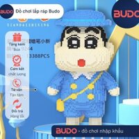 53CM Lắp ráp mô hình shin cậu bé bút chì shinnosuke cute áo xanh học sinh, xếp hình lắp ráp cỡ lớn Tặng Kèm Búa