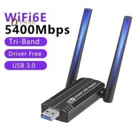 5400mbps Wifi 6E Card Mạng USB 3.0 Wifi Adapter Tri-Band 2.4G 5G 6G Wifi Thu Dongle Cho Windows 10 11 Trình Điều Khiển