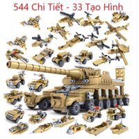 [544 CHI TIẾT-HÀNG CHUẨN] BỘ ĐỒ CHƠI XẾP HÌNH XE TĂNG Bọc Thép, Đồ Chơi Xe Tăng Chiến Đấu - 33 Tạo Hình