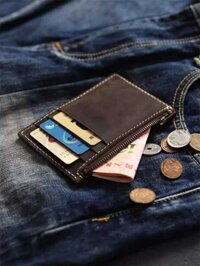 55 Điên Ngựa Lớp Da Bò Cho Nam Giới Mini Slim Zero Wallet