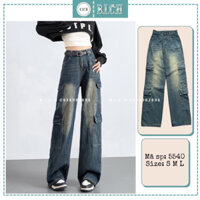 [5540] Quần jean nữ ống suông chuẩn form túi hộp màu retro