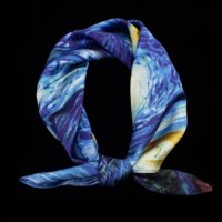55cm * 55cm Van Gogh Tranh Sơn Dầu Bầu Trời Đầy Sao Lụa Satin Túi Gói Quyến Rũ Nữ Cổ Bandana Nữ Tóc Tote Twilly