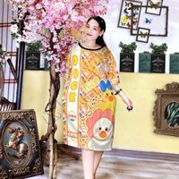 (55kg đến 85kg) Đầm Suông Thun 3D Big Size Chất thun co giãn D3723