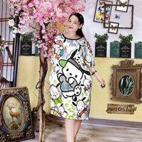 (55kg đến 85kg) Đầm Suông Thun 3D Big Size Hàng Shop bao đẹp - D4051