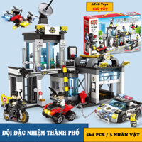 [564 Chi Tiết] Đồ Chơi Lắp Ráp Đội Đặc Nhiệm Cảnh Sát PX482 – Mô Hình Lắp Ráp Trụ Sở Cảnh Sát / Máy Bay Cho Bé