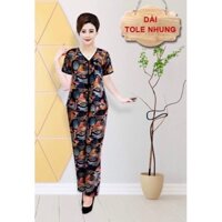[57-64kg] S3 - ĐỒ BỘ MẶC NHÀ TRUNG NIÊN TOLE (LANH) NHUNG Cài Nút Bigsize