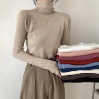 57420 Cotton Mềm Cổ Cọc Uốn Áo Len Đan Phong Cách Cơ Bản Cổ Rùa Bên Trong