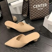 5796 Bộ Sưu Tập Người Phiên Bản Hàn Quốc Giày Nữ Cao Gót Thời Trang Thạch Nhựa Đế Mềm Dép Dép Chống Trơn Trượt Thoáng Khí Nửa Dép Sandal Nữ 3.28