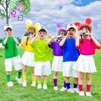 58/Quần Áo thể thao dành cho học sinh tiểu học Bộ quần áo cotton trẻ em Lễ hội ngoài trời Ngày trẻ em Hoạt động biểu diễn quần short đồng phục lớp học-aa20 7UDQ