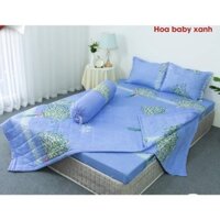 [59k]Bộ Ga Gối 3 Món Bọc Đệm 1m8x2m,chọn mẫu thoải mái[hoa baby xanh]