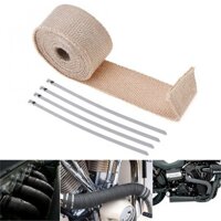 5m Exhaust Header Pipe Tape Wrap Heat Manifold Insulation Cloth Roll with 4 Stainless Ties for Motorcycles