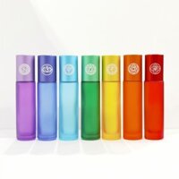 5ml / 10ml Ba Luân Xa Bảy Luân Xa Tinh Dầu Đóng Gói Phụ Rollerball Chai Cát Đầy Màu Sắc Dày Thủy Tinh Thân Máy Khắc Laser Nắp Chai Có Thể Được Tùy Chỉnh logo