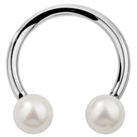 5mm Chinese Freshwater CulturedPearl 14K Rose Gold Circular Barbell 14G 1/2"