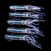 5Pcs Glow Luminous Silicone Squid Lures Soft Squid Skirt Bait Artificial Lure for Saltwater Fishing