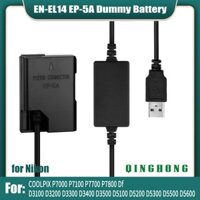5v USB sang EN-EL14 EL14A Pin giả EP-5A DC Coupler & Power Bank Cáp USB cho Nikon D3100 D3200 D3300 D3400 D3500 D5100 D5200 D5300