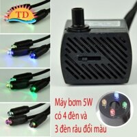 [5w] Máy bơm chìm 5W kèm 4 bóng led và 3 đèn râu nhiều màu cho thác nước mini, bể cảnh, tiểu cảnh