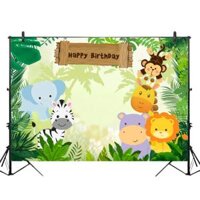 5x3FT 7x5FT 9x6FT Jungle Elephant Lion Happy Birthday Photography Backdrop Background Studio Prop