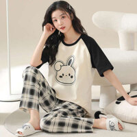 5xl Bộ Đồ Ngủ Kích Thước Cực Lớn Nữ Mùa Hè Cotton Nguyên Chất Quần Ngắn Tay Béo Sister Plus Size 100kg Có Thể Mặc Bên Ngoài Kiểm Tra Đồ Gia Đình