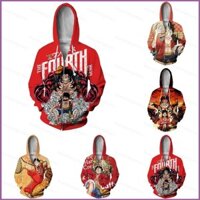 5y ONE PIECE Áo khoác Luffy Gear Unisex Áo dài tay Dây kéo Áo khoác thời trang Anime Áo khoác ngoài thông thường Plus Kích thước