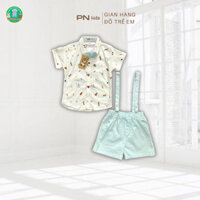 [6-12kg] Set đồ yếm sọc caro 3 món thôi nôi đáng yêu cho bé dưới 1 tuổi rưỡi