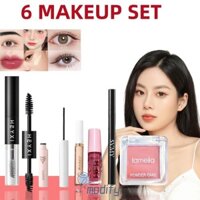 [6 BỘ TRANG ĐIỂM] Gel tạo kiểu lông mày hai đầu Chống thấm nước lâu trôi + Blusher + Kem che khuyết điểm + Mascara + Bút kẻ mắt + Son bóng