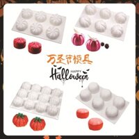 6 Bud Mousse Khuôn Làm Bánh Halloween Bí Ngô Khuôn Silicon