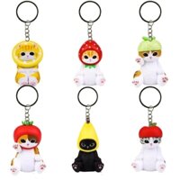6 Cái / bộ 3-4cm Anime Mifusand Cá Mập Mèo Móc Chìa Khóa Dòng Trái Cây Vòng Chìa Khóa Apple Dâu Lê Hami Dưa Q Phiên Bản PVC Nhân Vật Hành Động Mô Hình Đồ Chơi Búp Bê