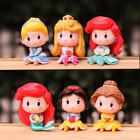 6 Cái / bộ Anime Nàng Tiên Cá Hoạt Hình Công Chúa Bạch Tuyết Ariel Lọ Lem Aurora Bella Q Phiên Bản PVC Nhân Vật Hành Động Mô Hình Đồ Chơi Búp Bê